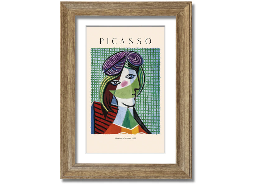 Head Of A Woman, 1935 by Picasso, printed on coated polyester canvas, mounted on a 44mm box frame, ready to hang.